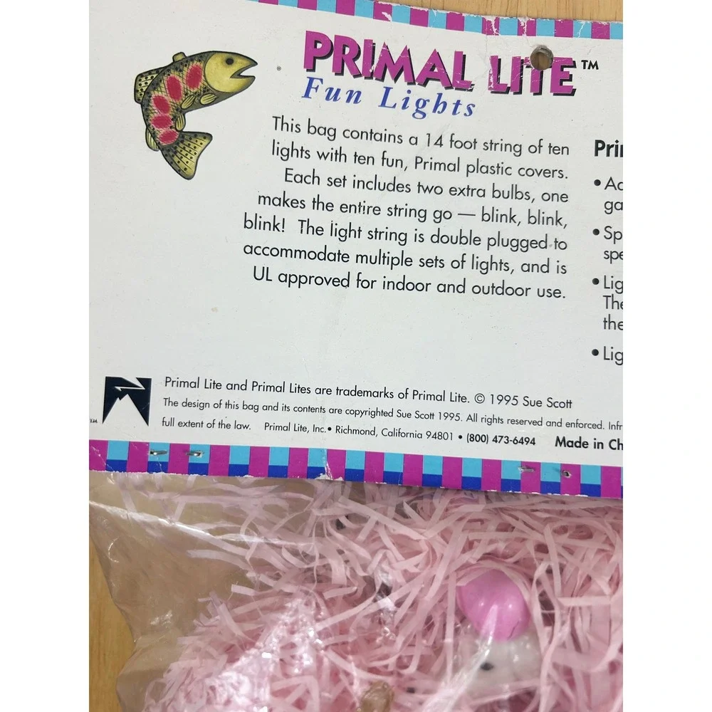 VTG Primal Lite Poodle String Lights Pink 1995 Retro Kitsch 14 ft Deadstock NOS